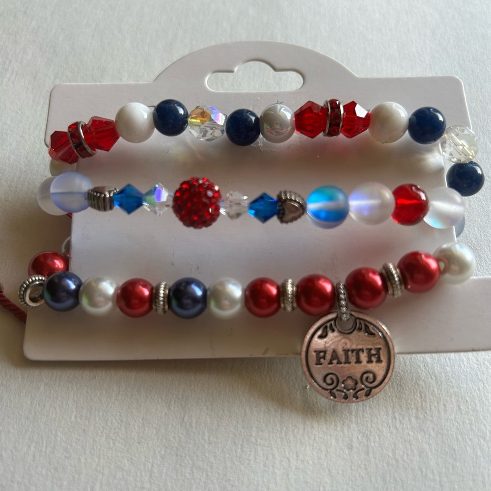 Handmade bracelet set 4th of July or Memorial Day
